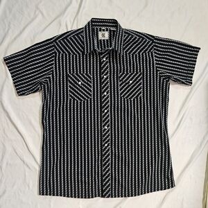 Corral West Ranchwear Men's Cable Striped Shirt, Men's XL Pearl Snap Short Slv